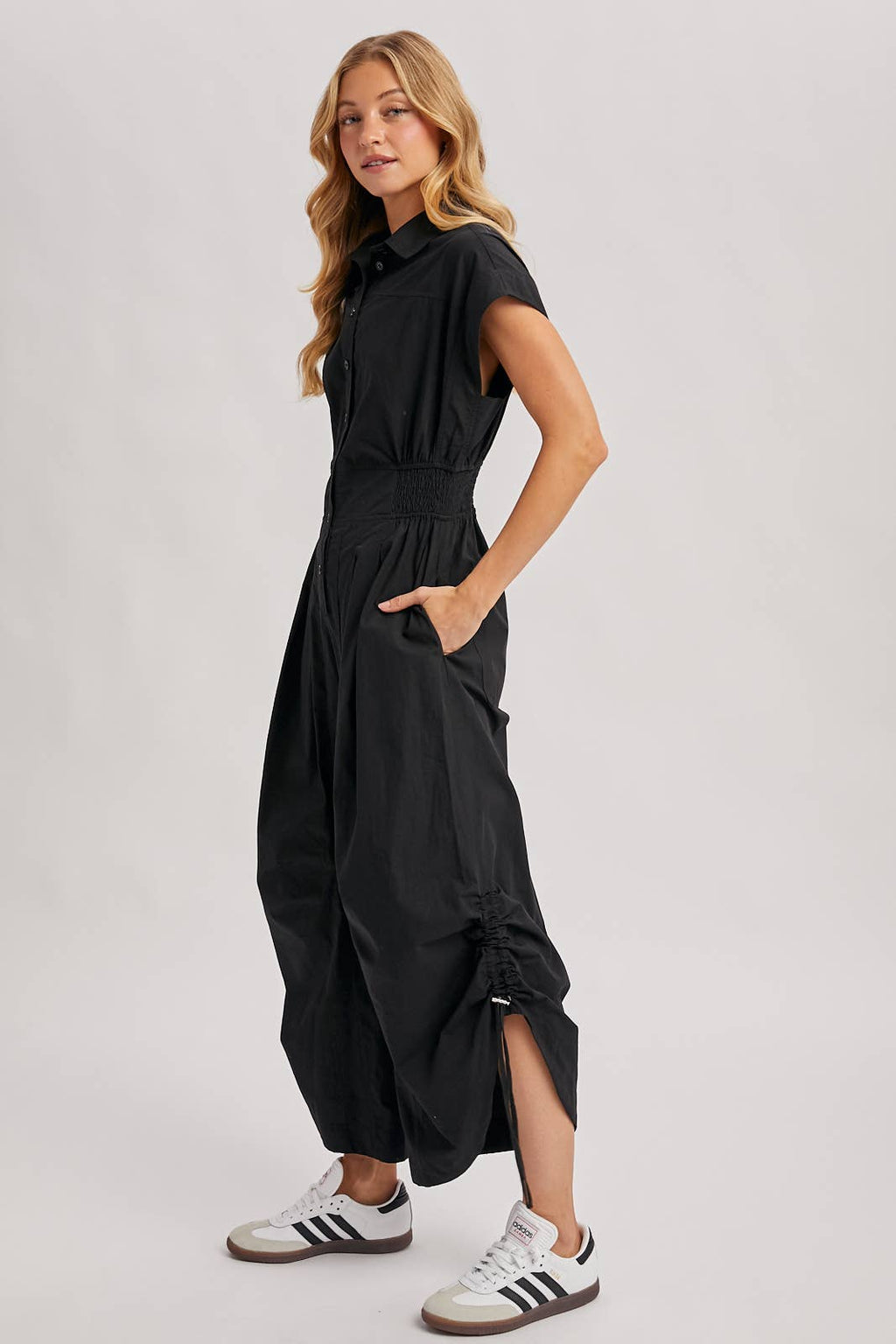 Cinched Button Down Utility Jumpsuit