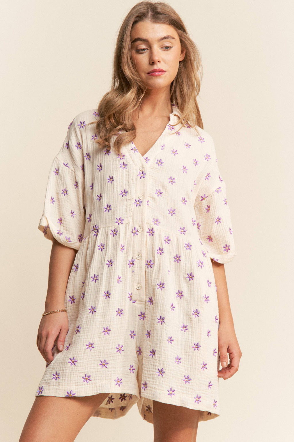 Flower Fields Gauze Romper