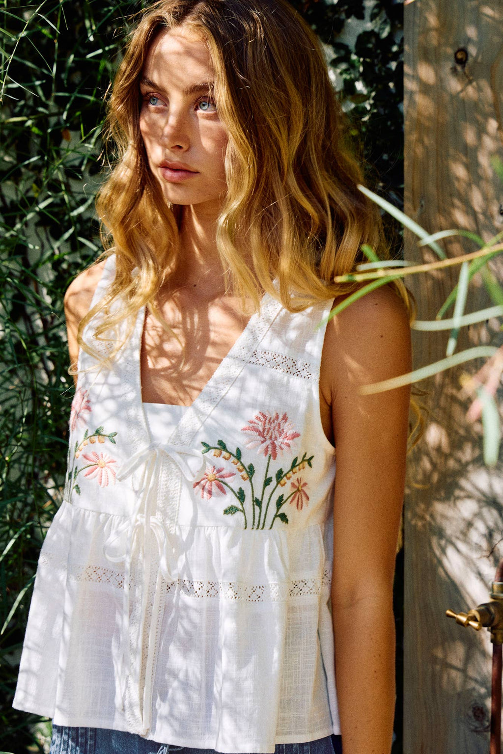 Embroidered Linen Vest