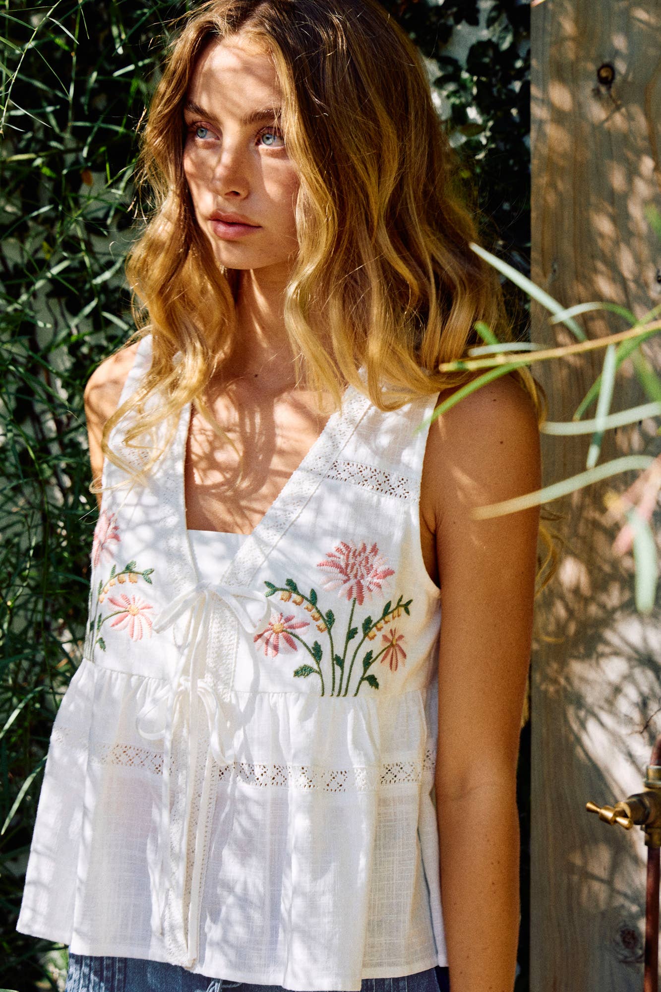 Embroidered Linen Vest