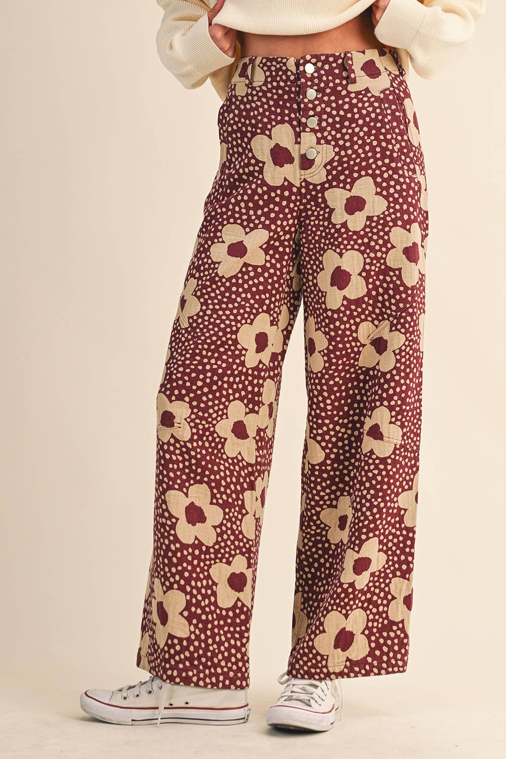 High Waisted Floral Print Pants