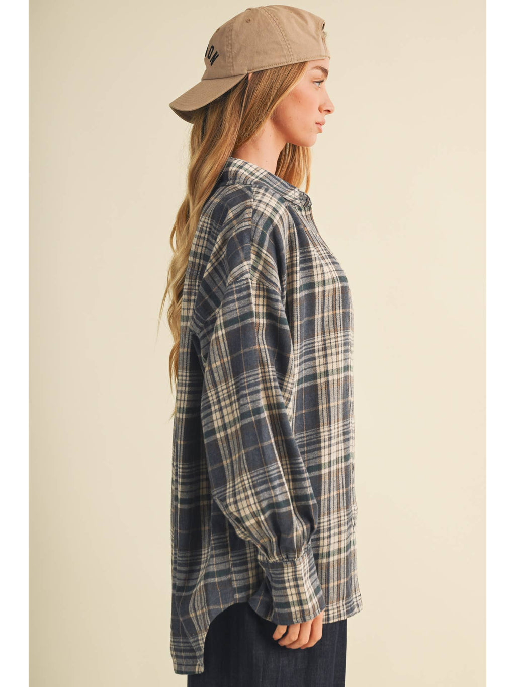 Plaid Oversized Layering Jacket with Patch Pocket