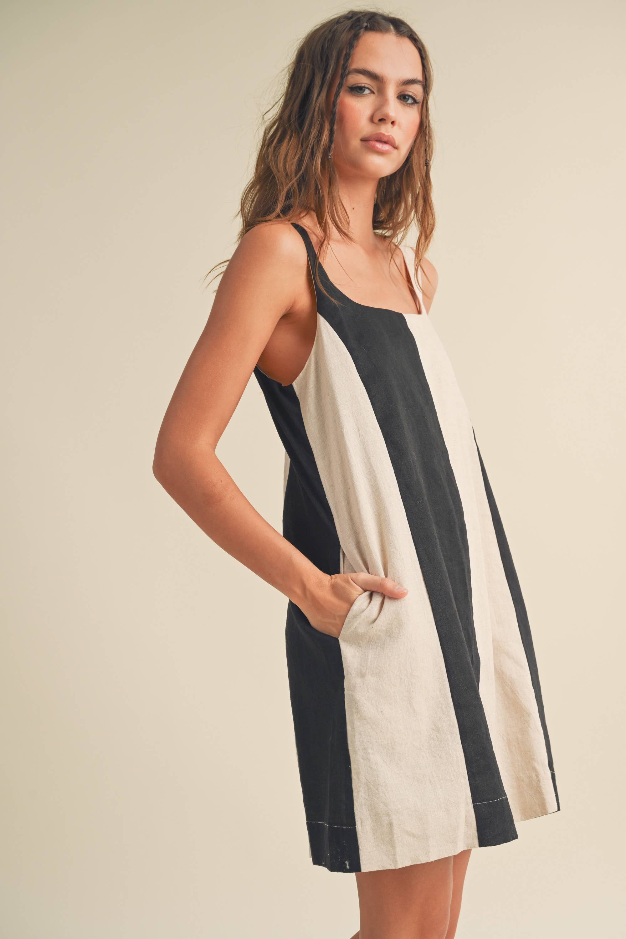 Color Block Linen Dress