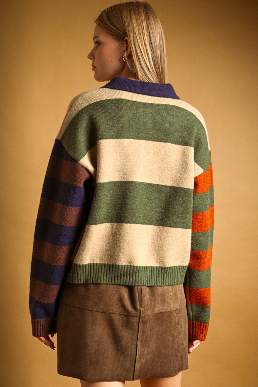 Multi Color Long Sleeve Polo