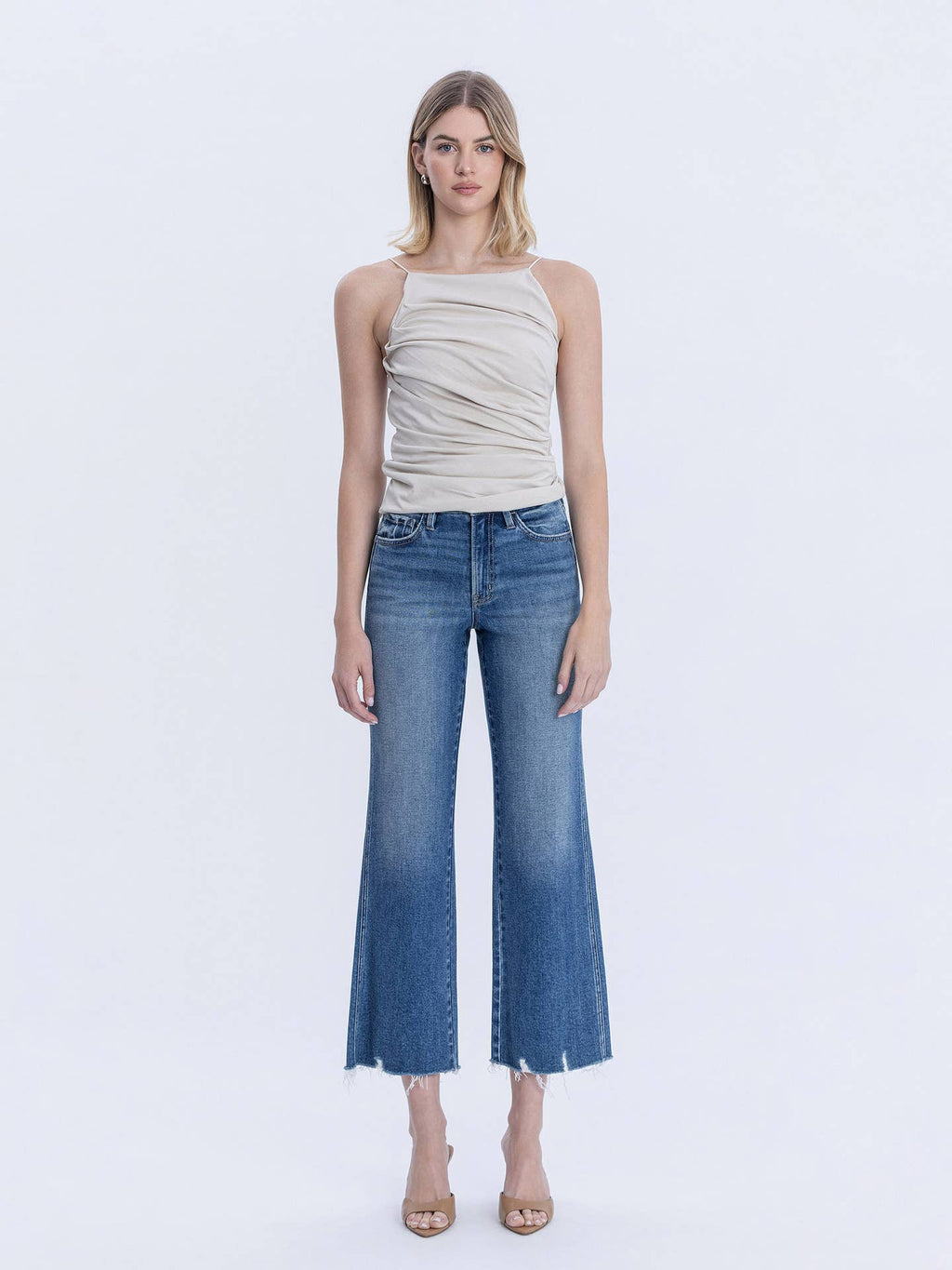 High Rise Raw Hem Vintage Flare Jeans