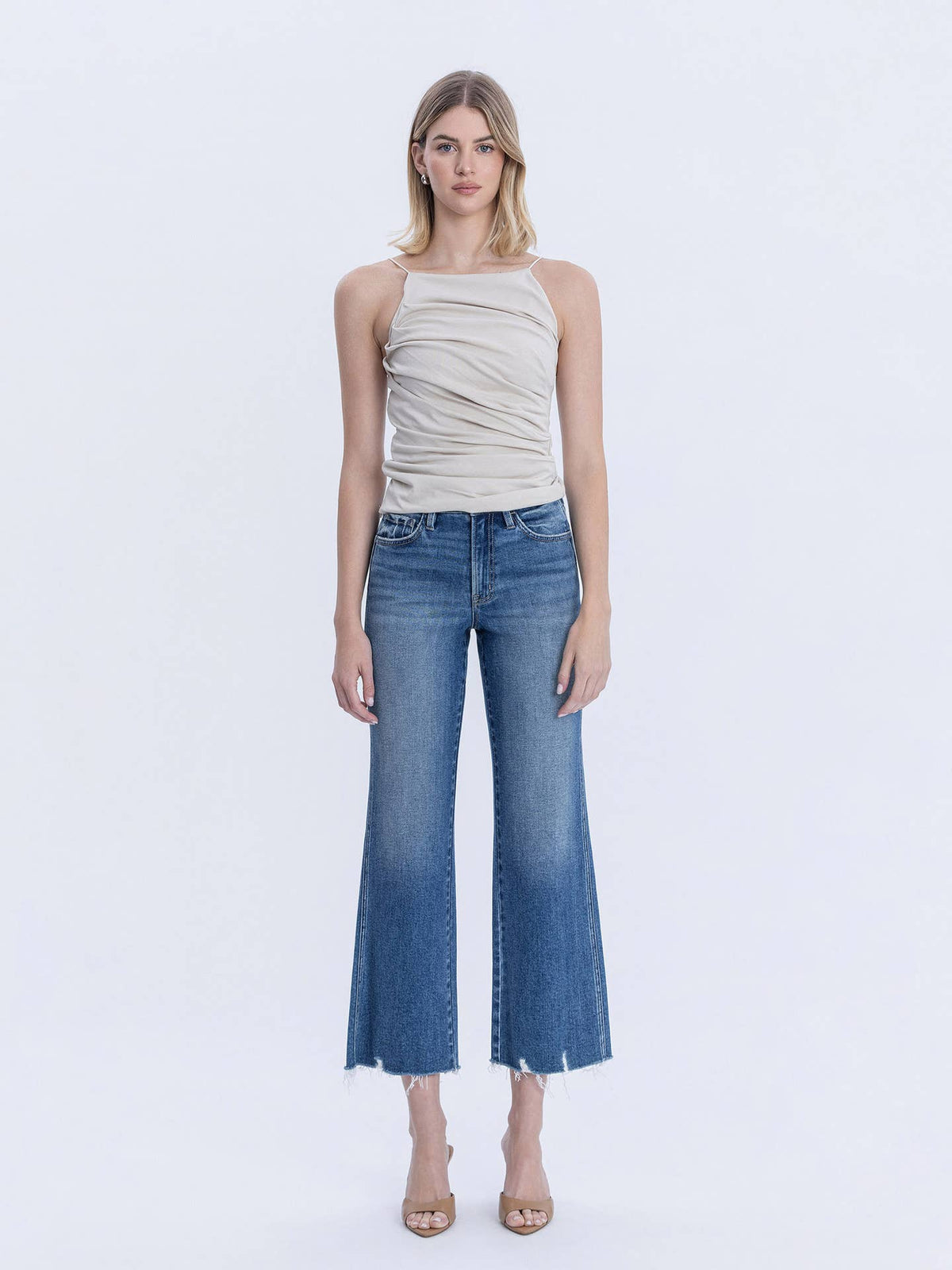 High Rise Raw Hem Vintage Flare Jeans