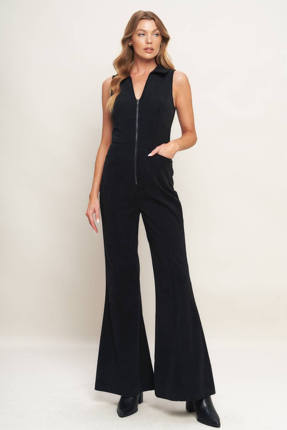 Sleeveless Corduroy Jumpsuit