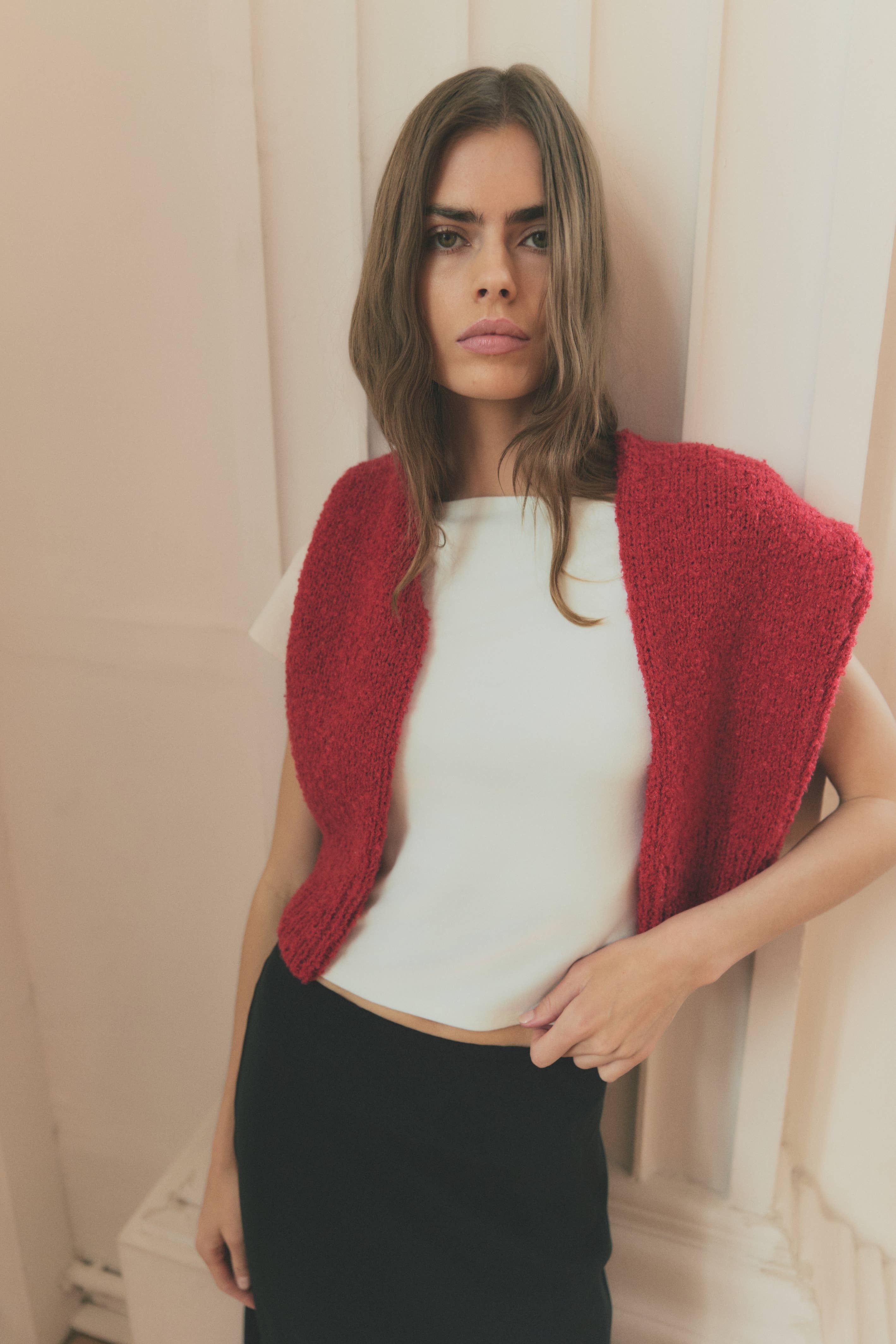 Wide Neck Soft Knit Top