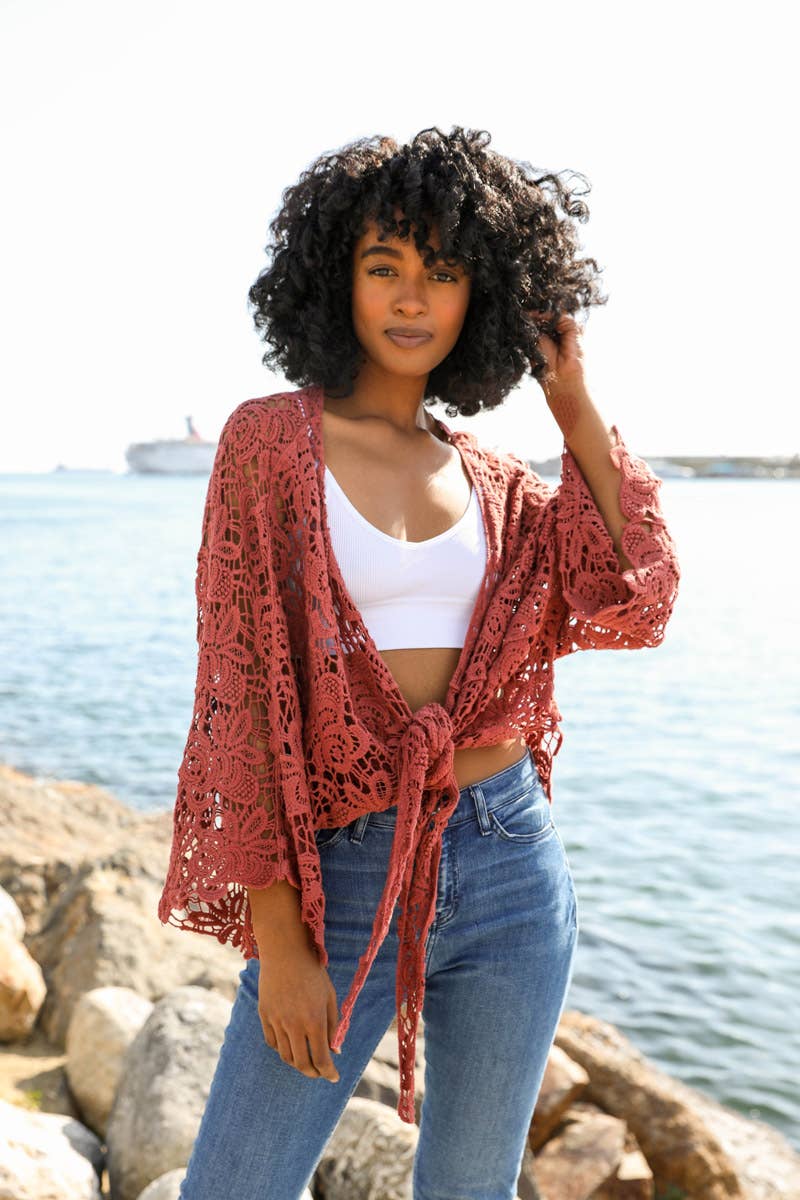 Crochet Floral Kimono Wrap