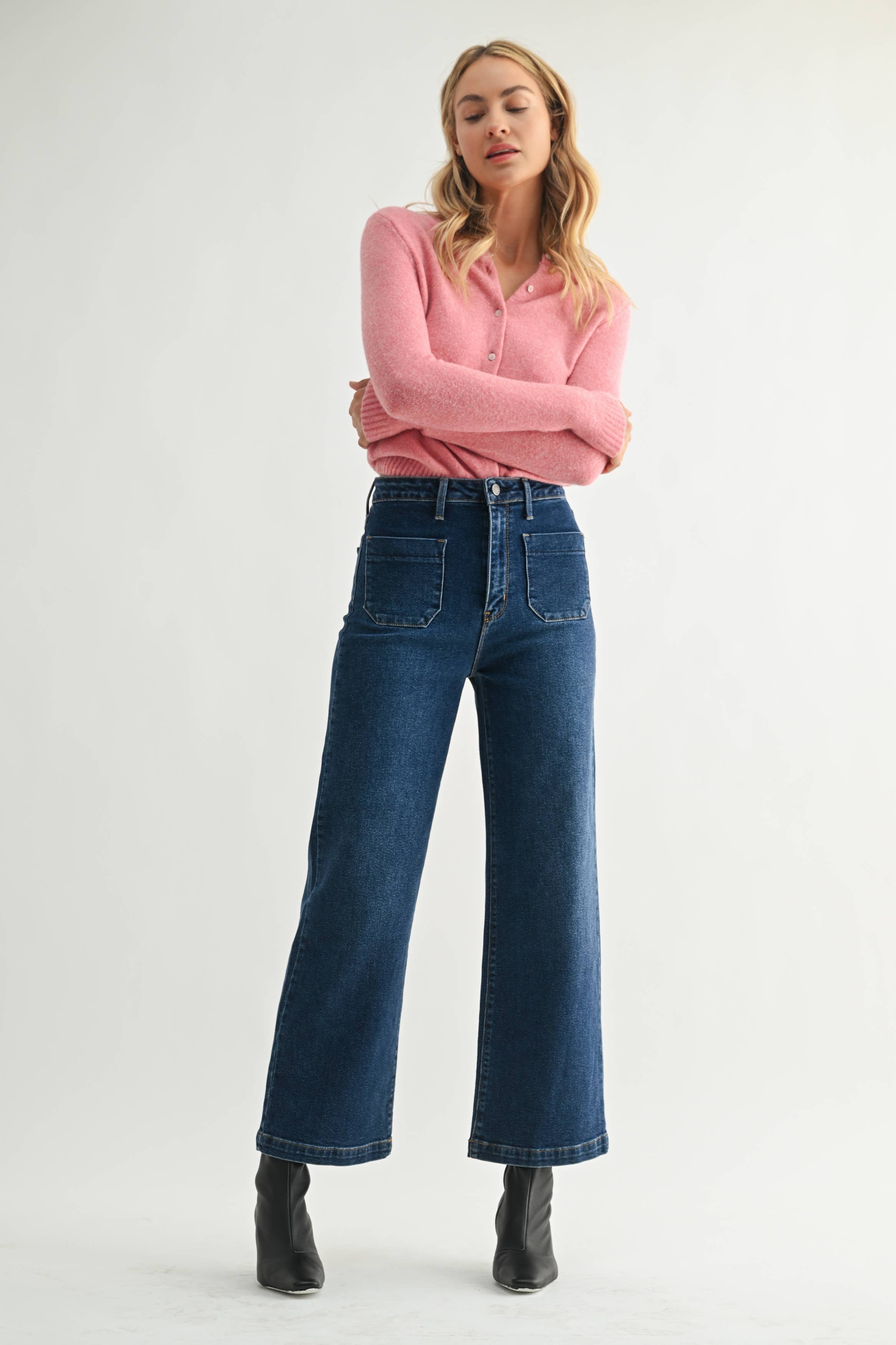 Mini Pocket Wide Leg Jeans