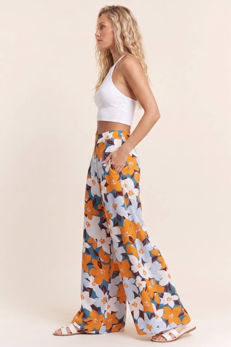 Floral Print Wide Leg Bottoms