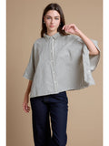 Relaxed Fit Striped Button Down Top