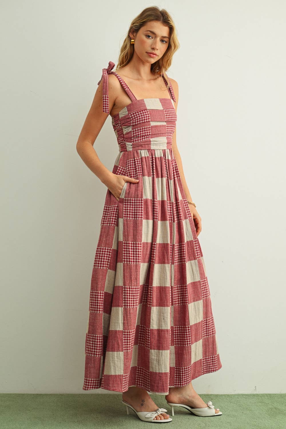Gingham and Stripe Patch Dress