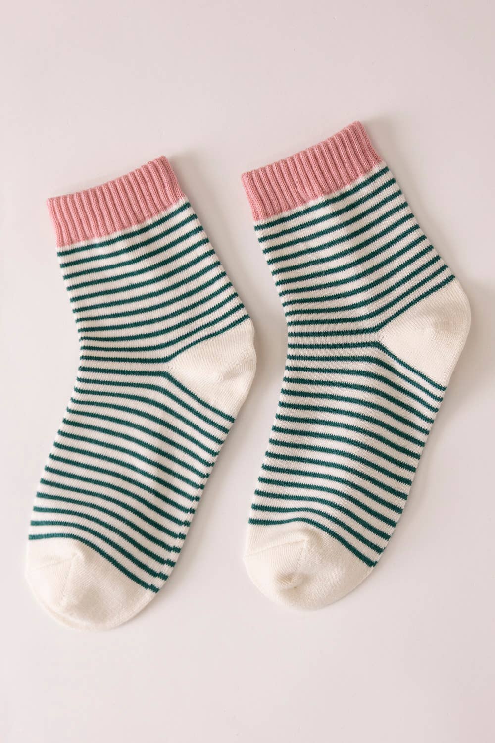 Striped Ribbed Ankle Crew Socks