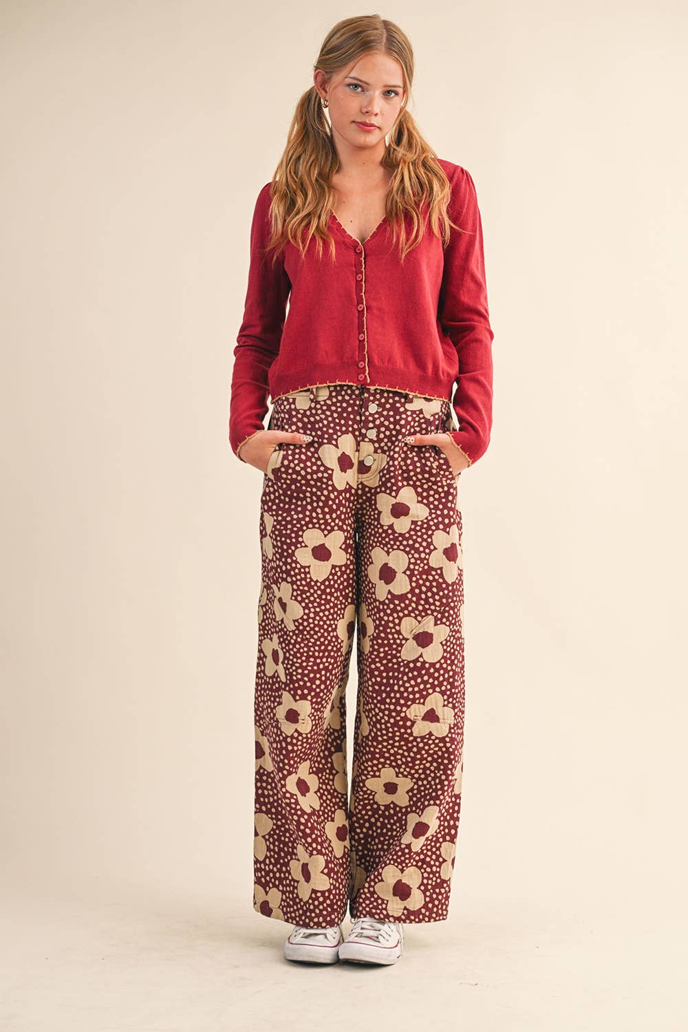 High Waisted Floral Print Pants