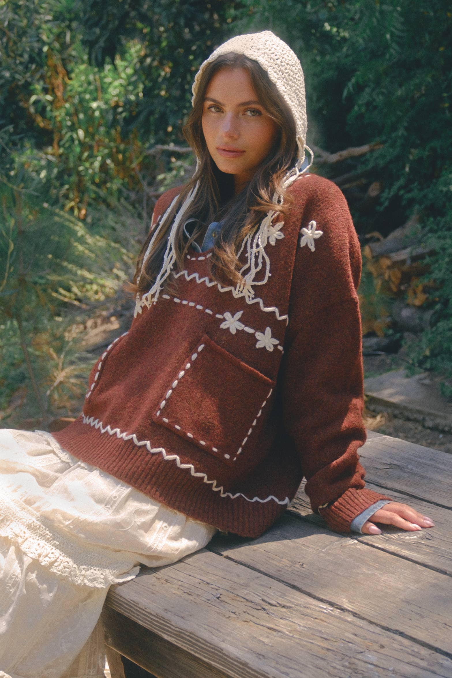 Embroidered Knit Sweater