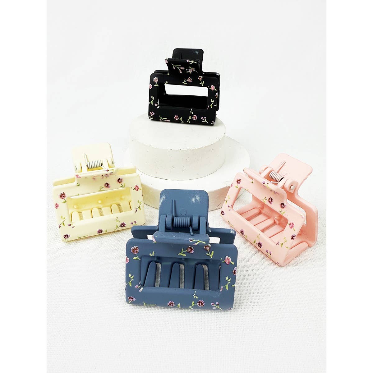 Matte Floral Pattern Claw Clips