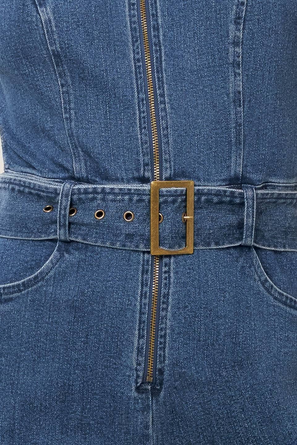 A washed denim jumpsuit