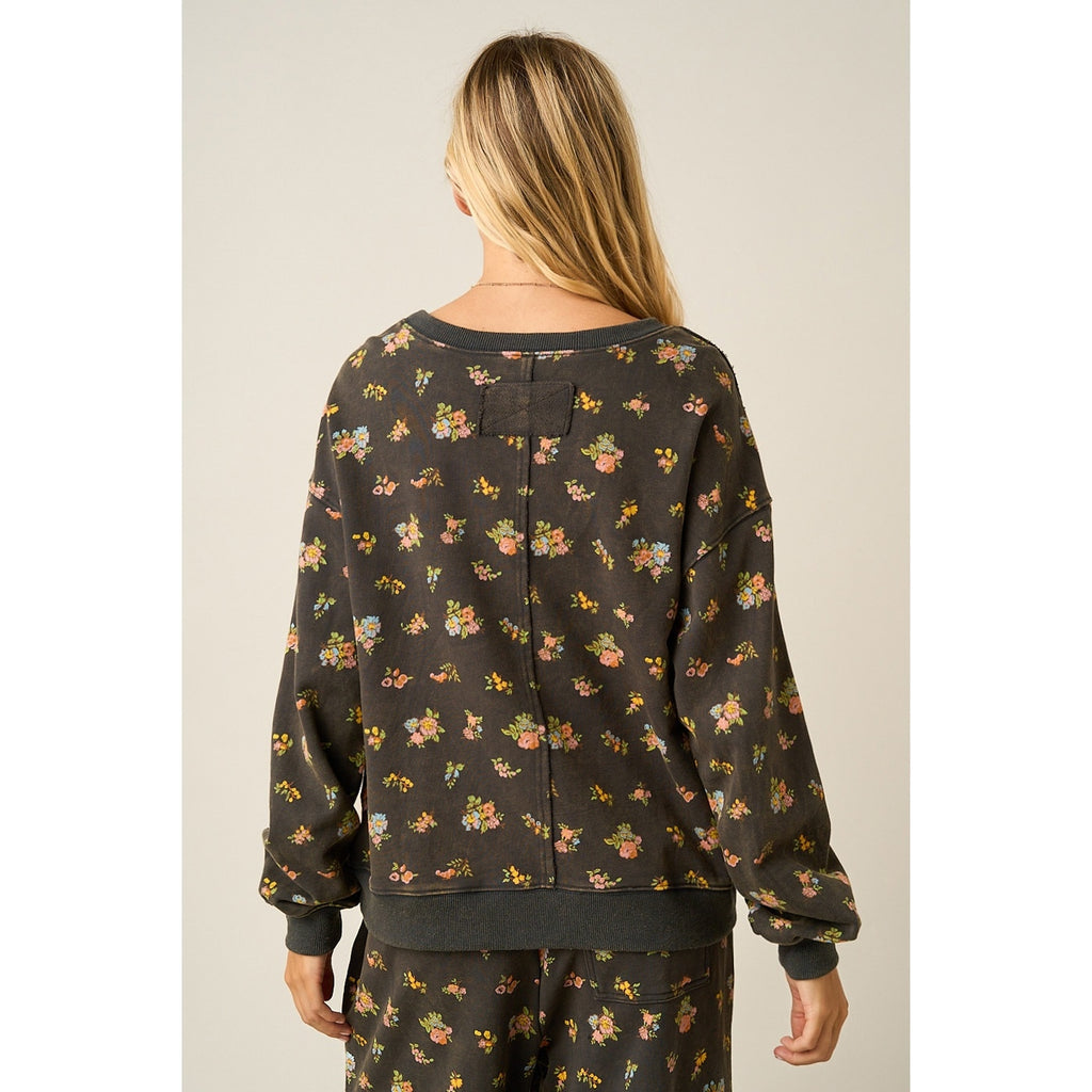 Floral Print Crewneck Sweatshirt