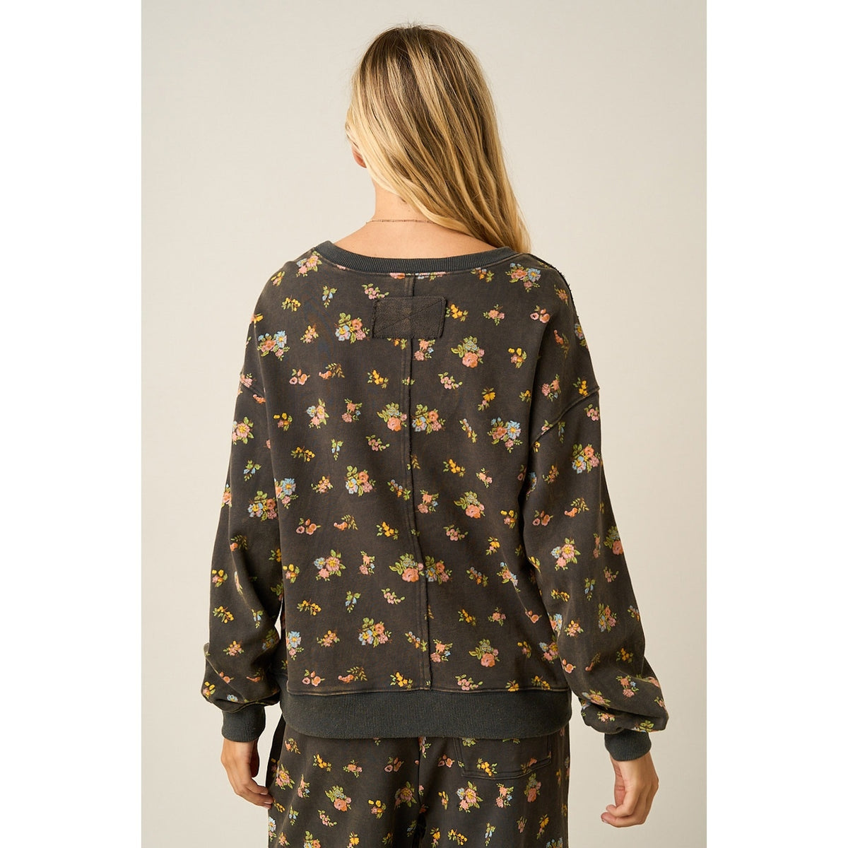 Floral Print Crewneck Sweatshirt