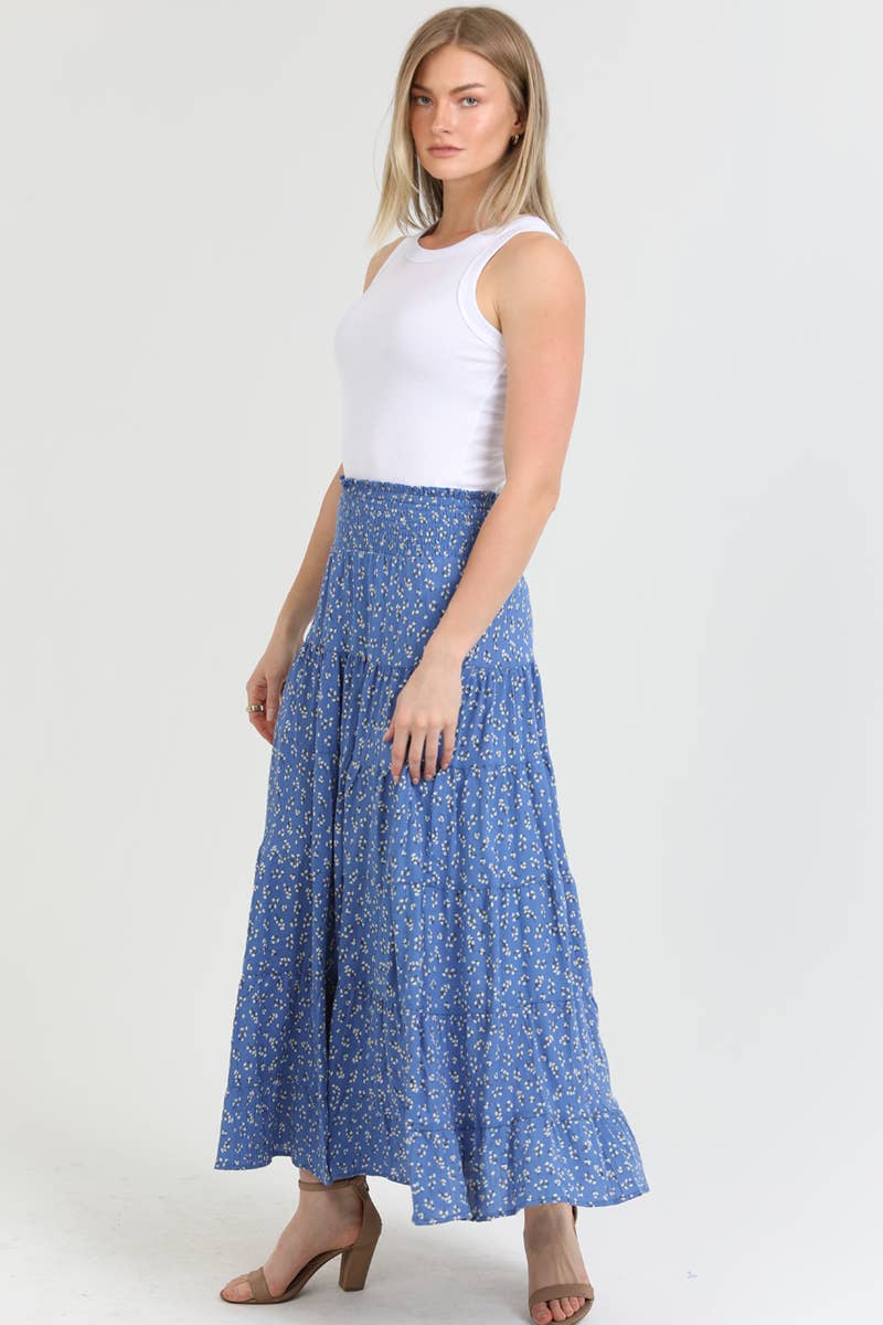 Tired Maxi Skirt With Smocked Waist