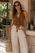 Front Tie Collared Top