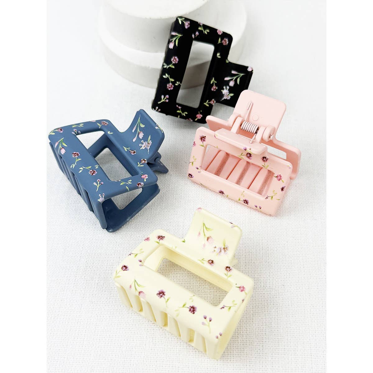 Matte Floral Pattern Claw Clips