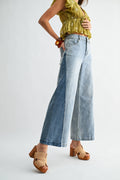 Wide-Leg Two-Tone Jeans
