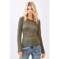 Lettuce Hem Long Sleeve Ribbed Knit Sweater
