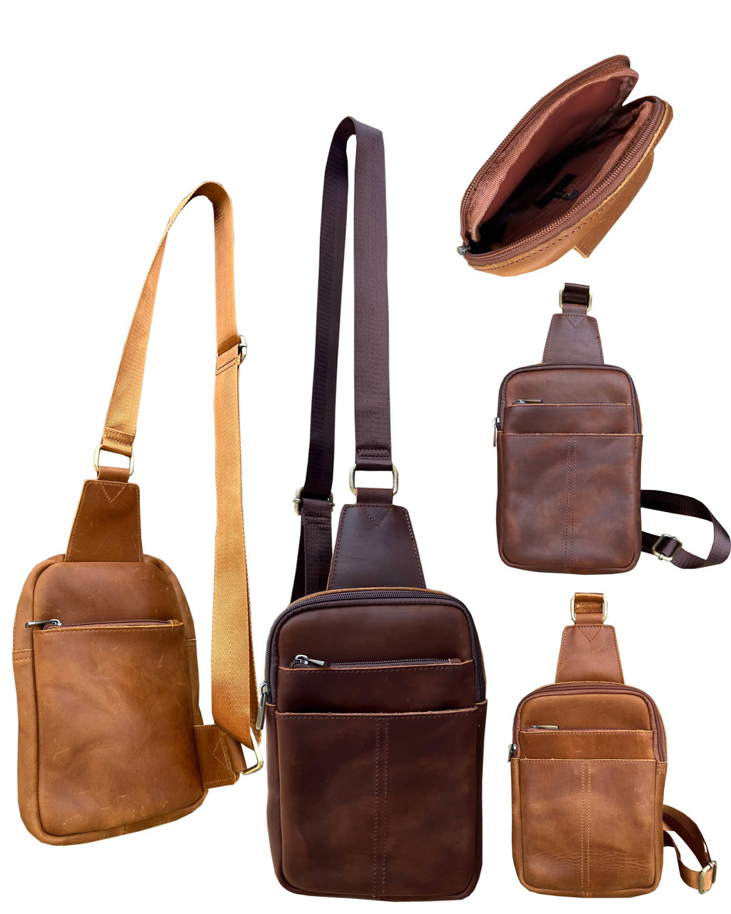 Crazy horse Leather Crossbody Travel Bag