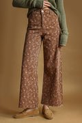 Floral Print Denim Pants