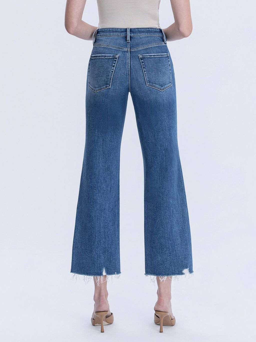 High Rise Raw Hem Vintage Flare Jeans