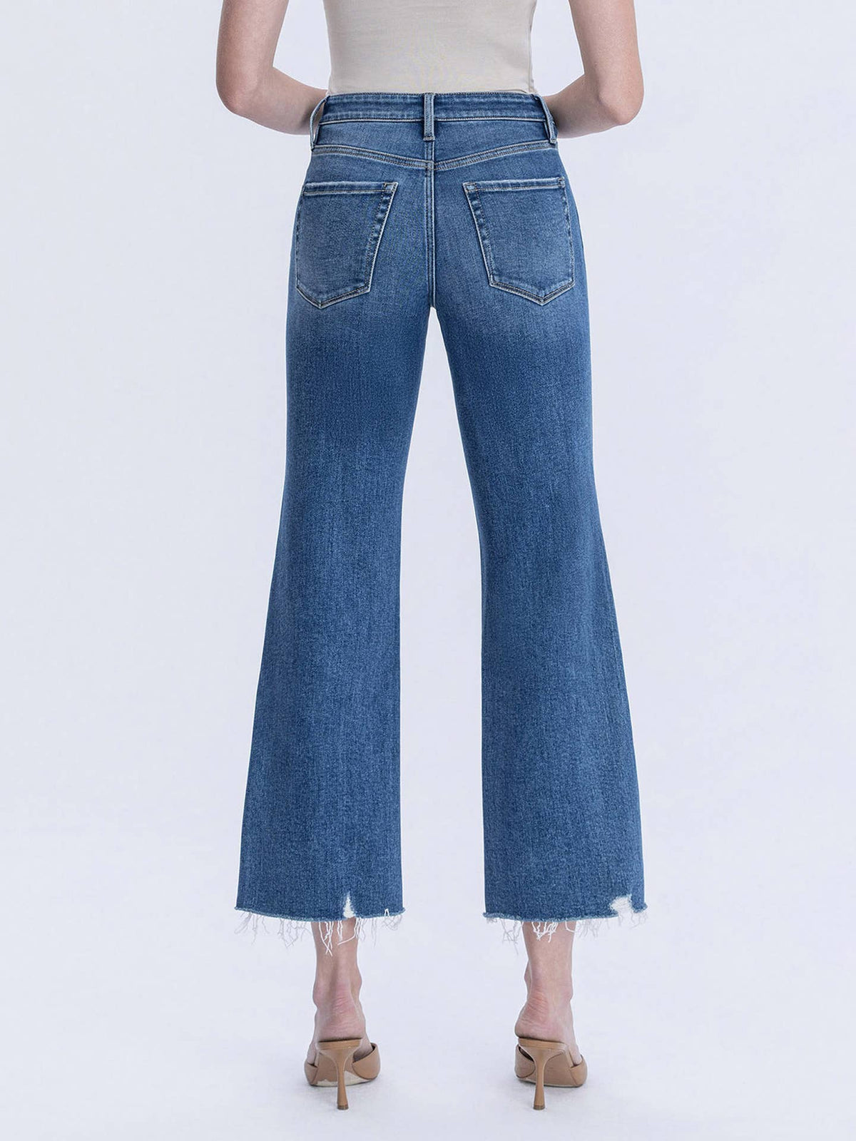 High Rise Raw Hem Vintage Flare Jeans