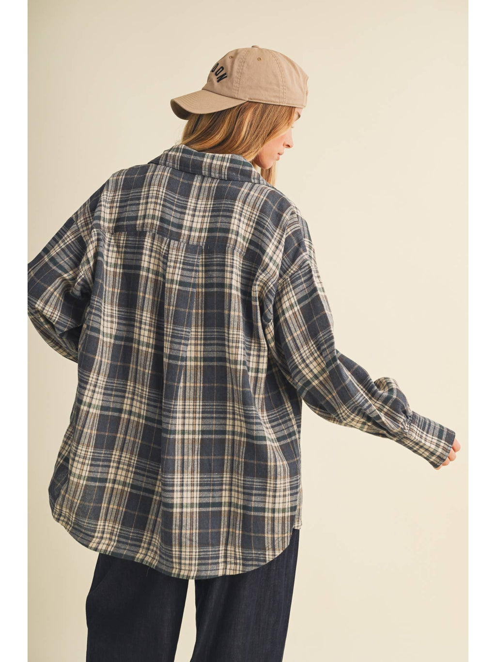 Plaid Oversized Layering Jacket with Patch Pocket
