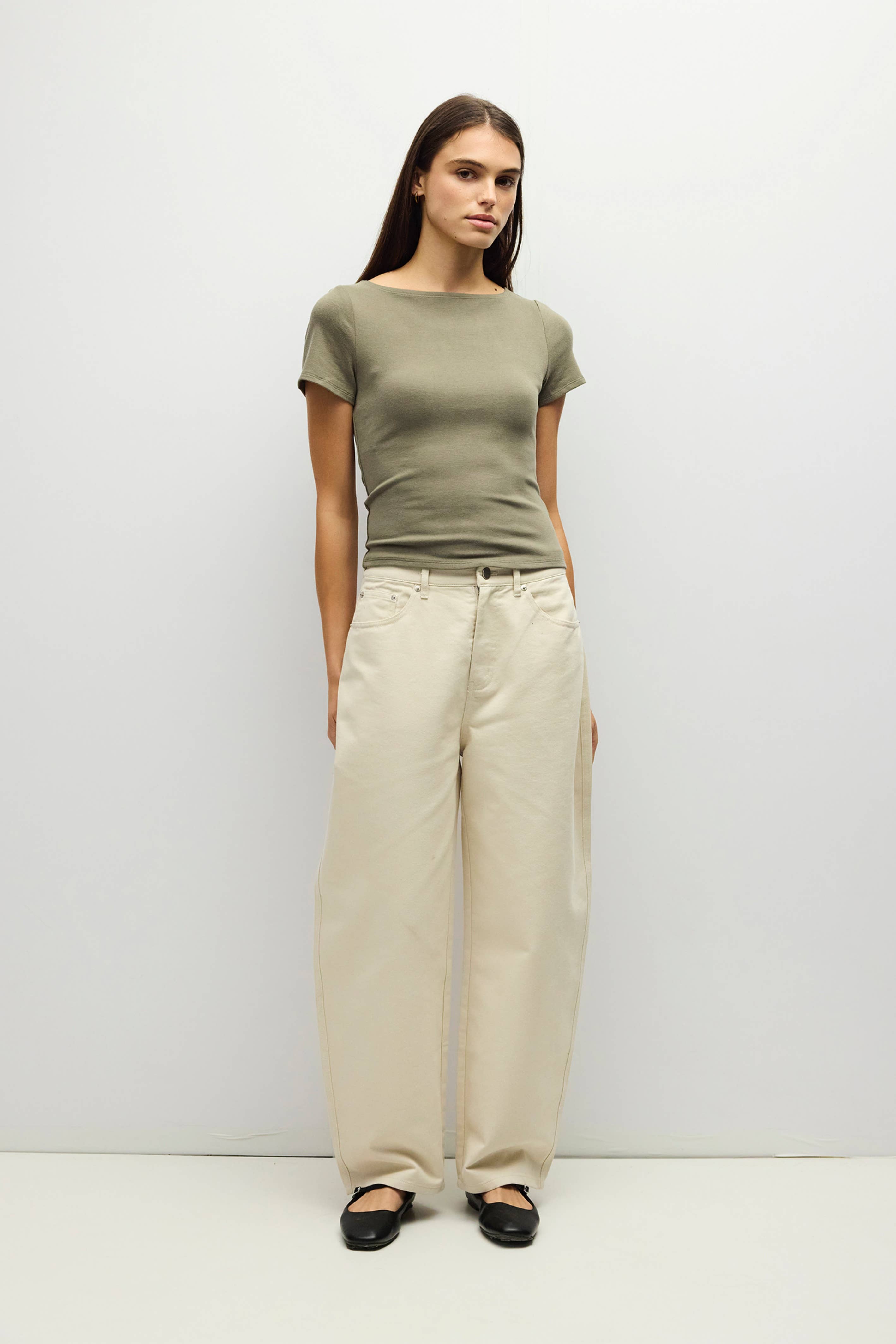 Wide Neck Soft Knit Top