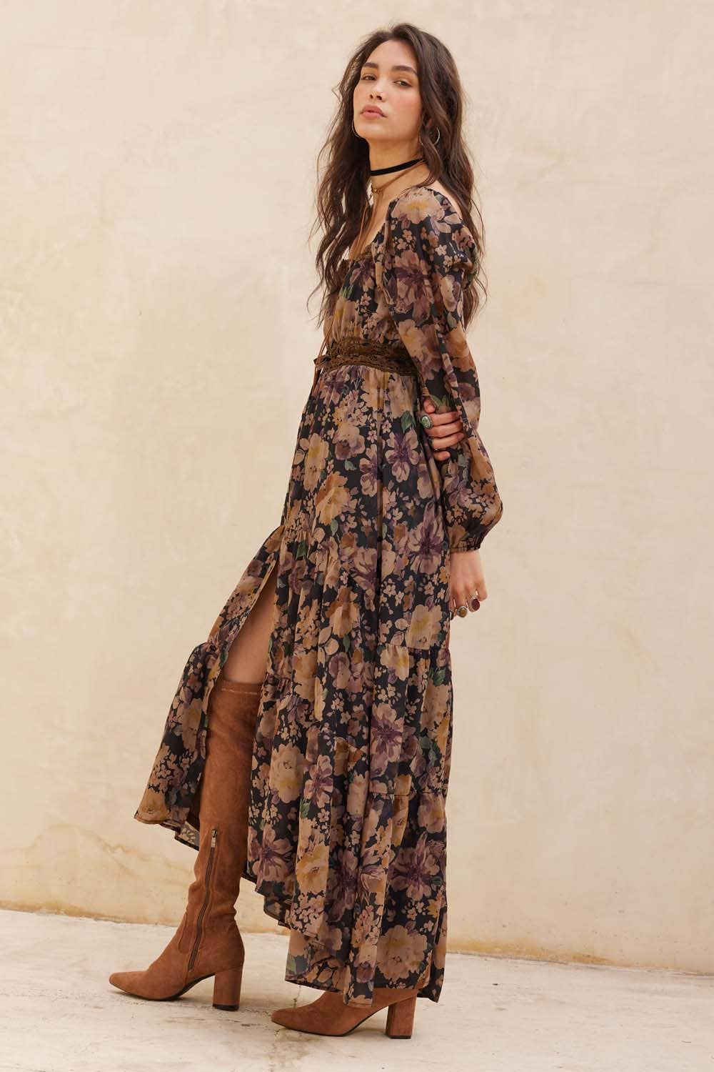 Floral Tiered Ruffle Maxi Dress