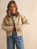 Collar Contrasted Utility Jacket Short Length