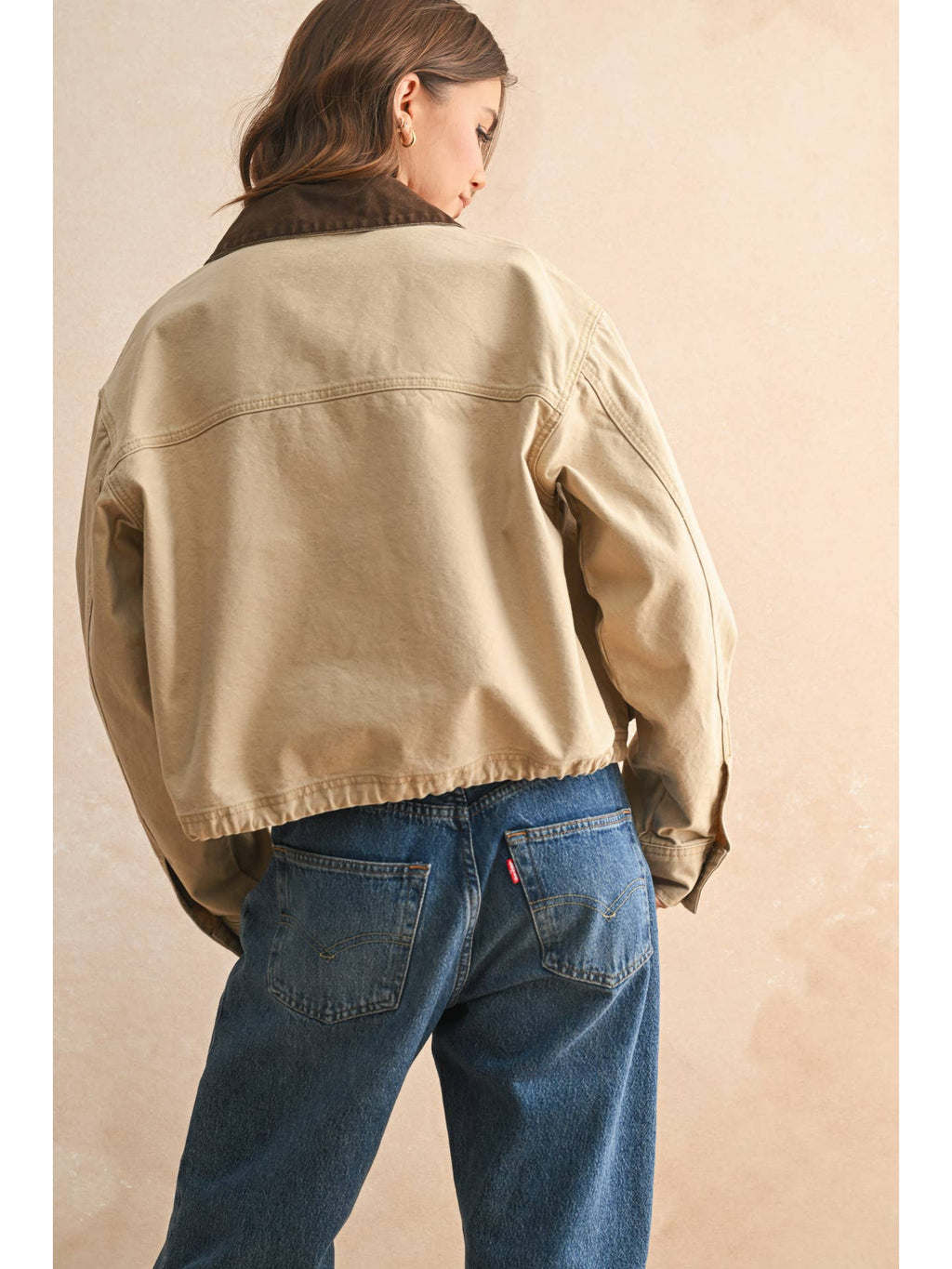Collar Contrasted Utility Jacket Short Length