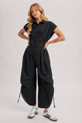 Cinched Button Down Utility Jumpsuit