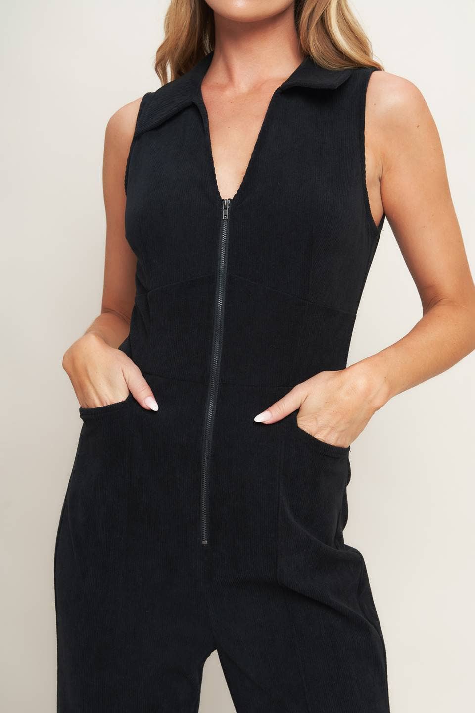 Sleeveless Corduroy Jumpsuit