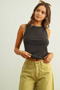Ribbed Knit Top with Stitch Detail