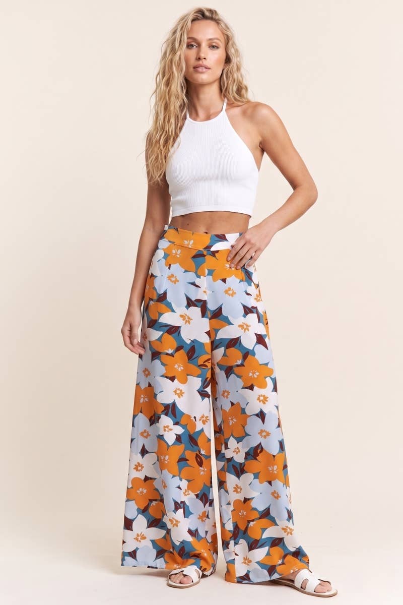 Floral Print Wide Leg Bottoms