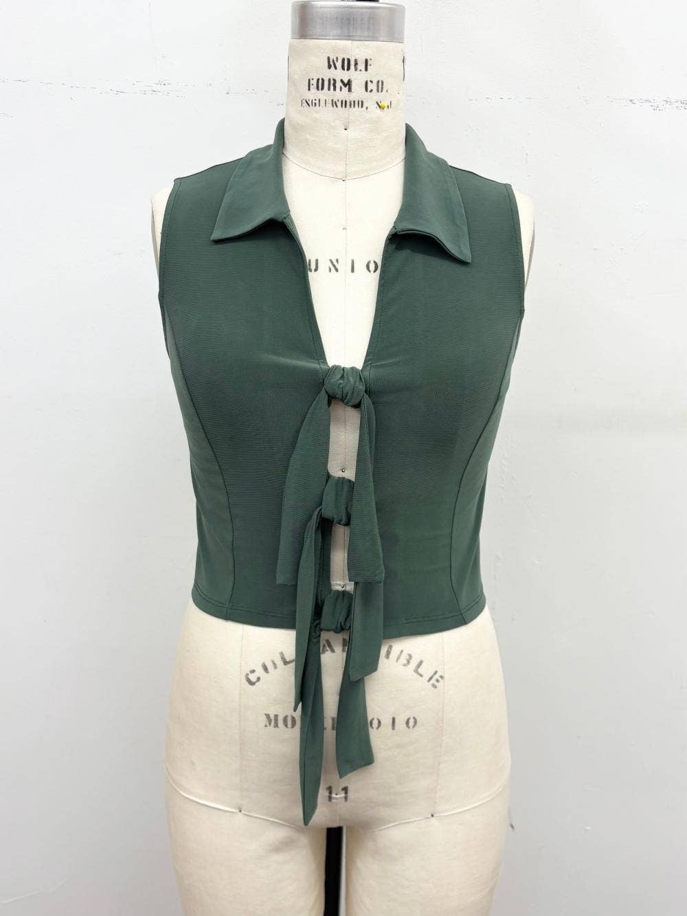 Front Tie Collared Top