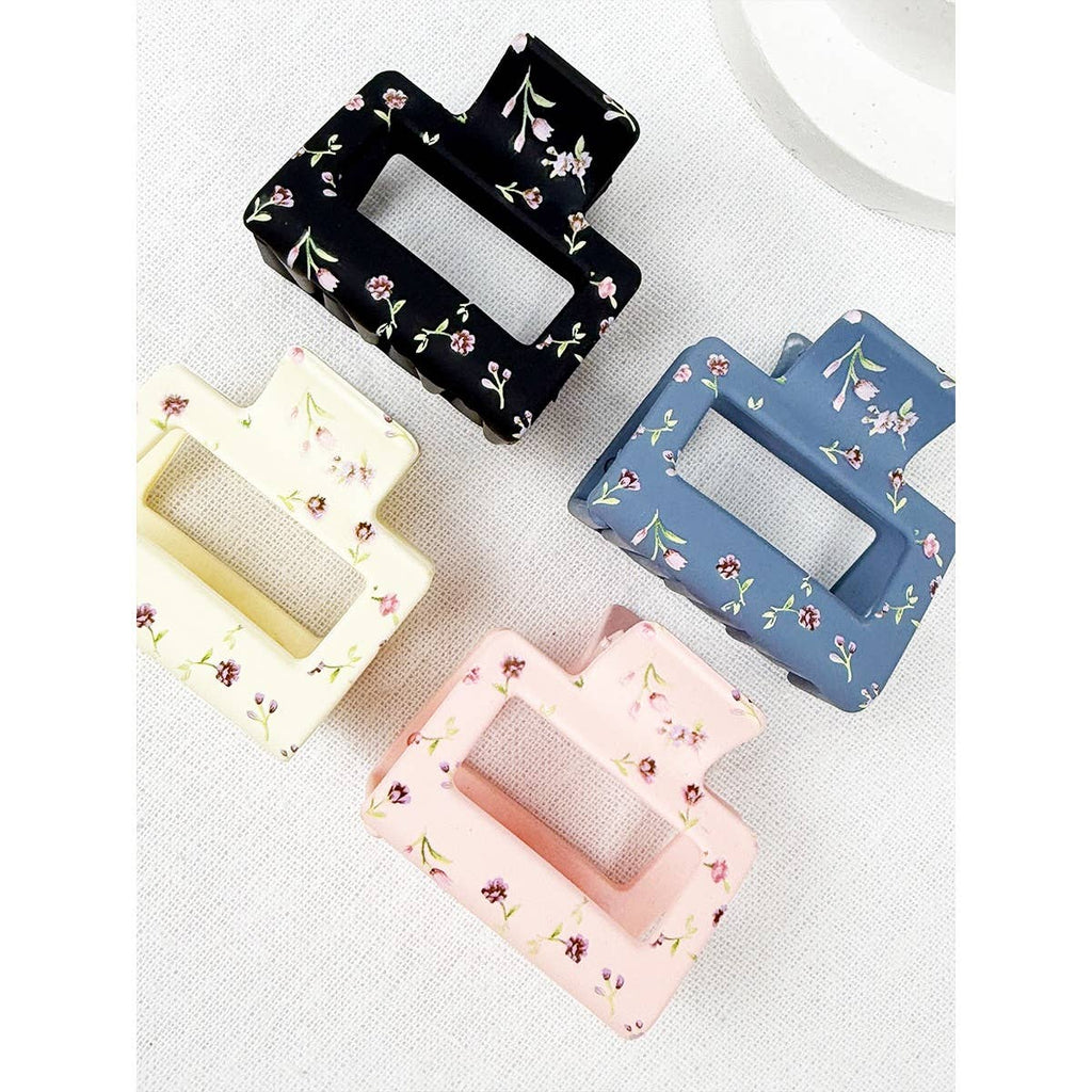 Matte Floral Pattern Claw Clips