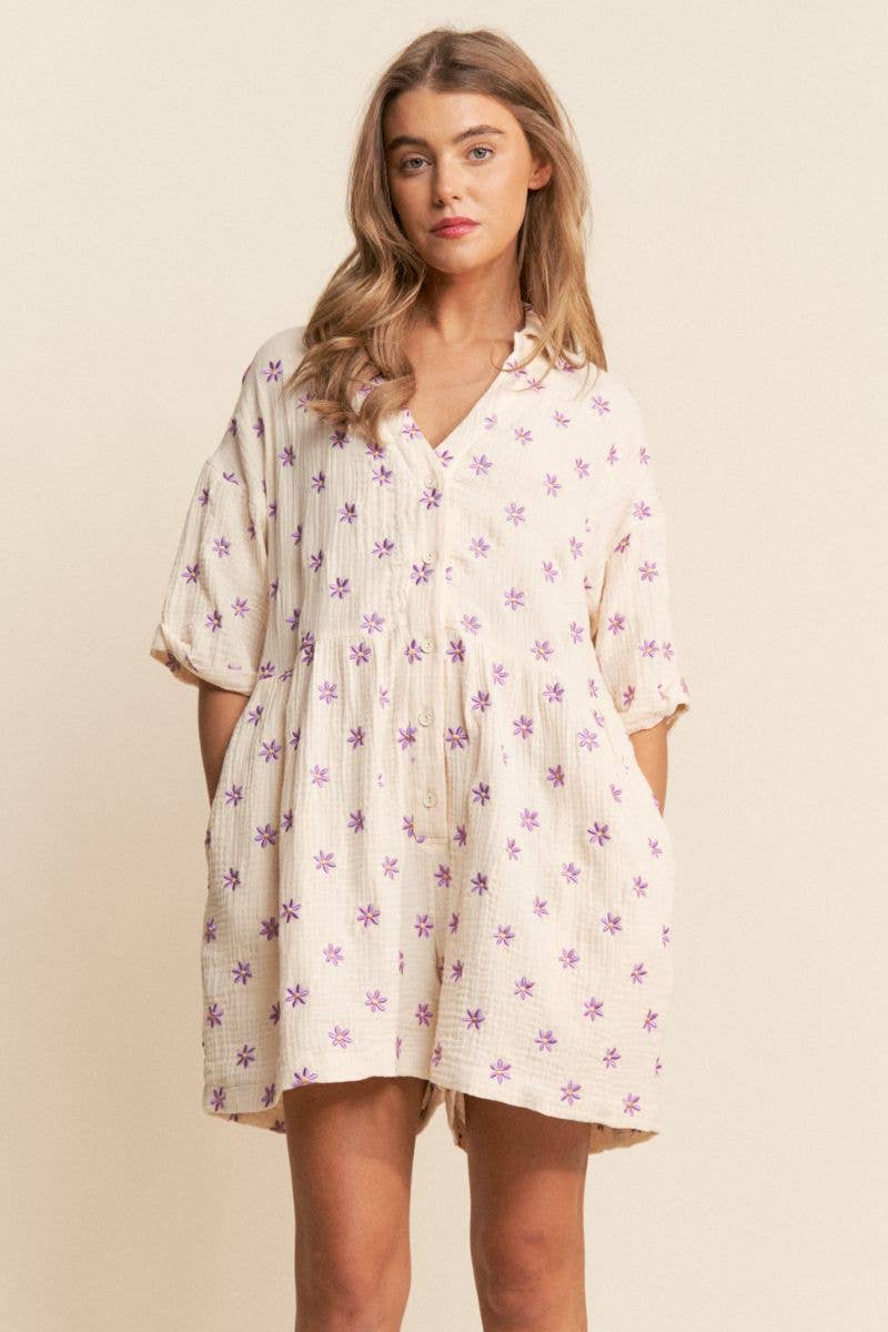 Flower Fields Gauze Romper