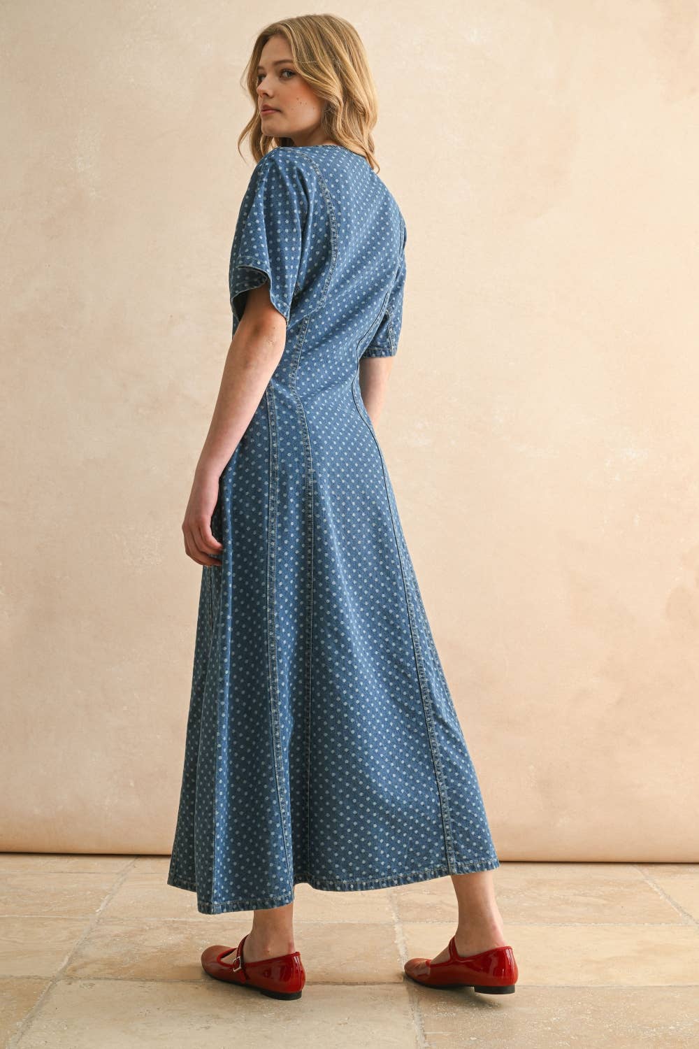 Dot Detail Botton Dress