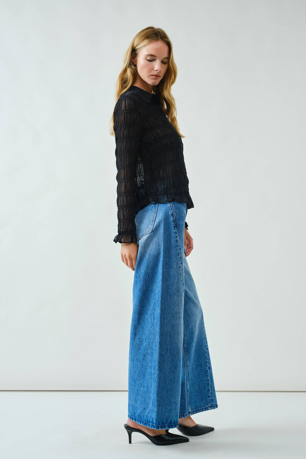 Western Wide Denim Pants