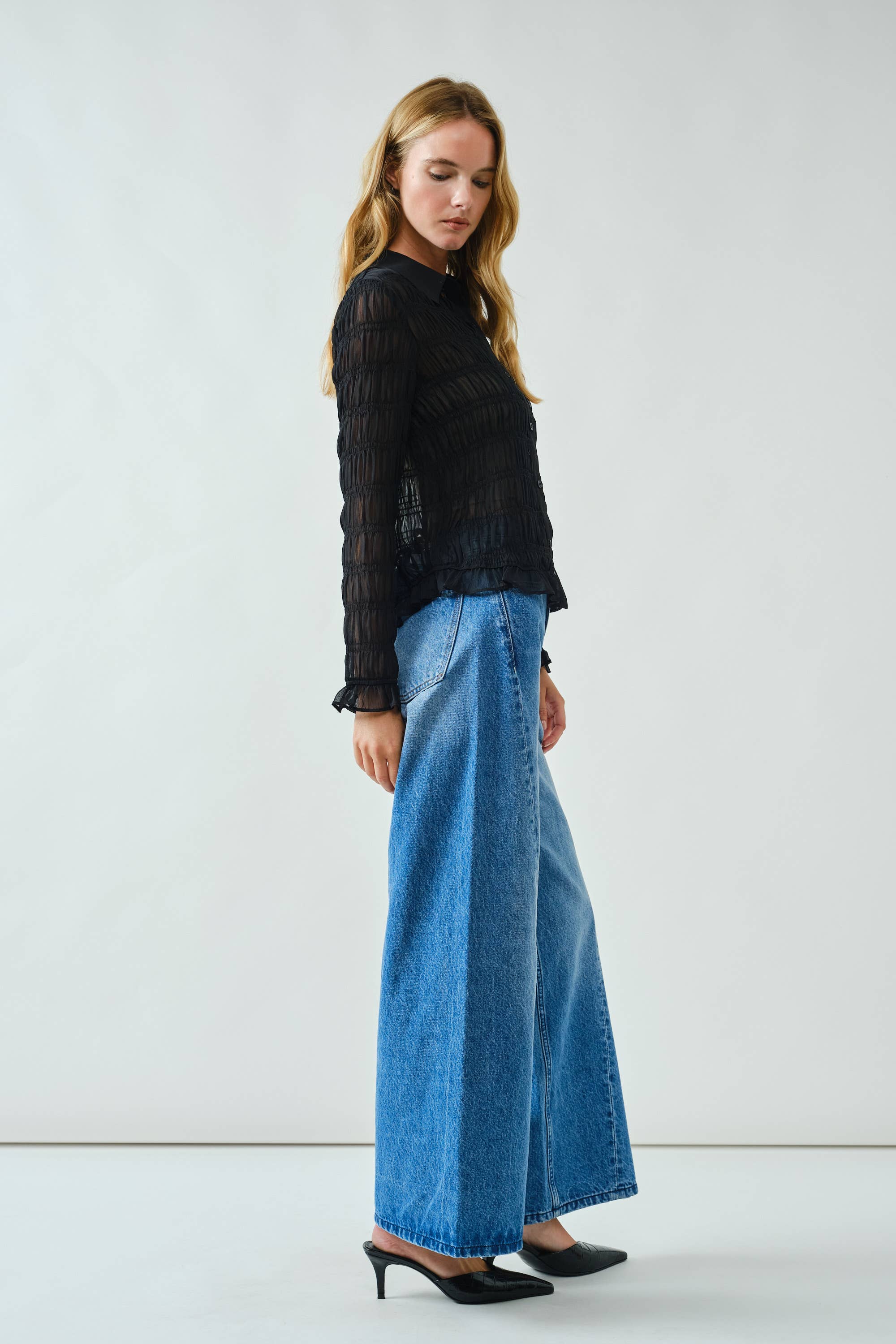 Western Wide Denim Pants