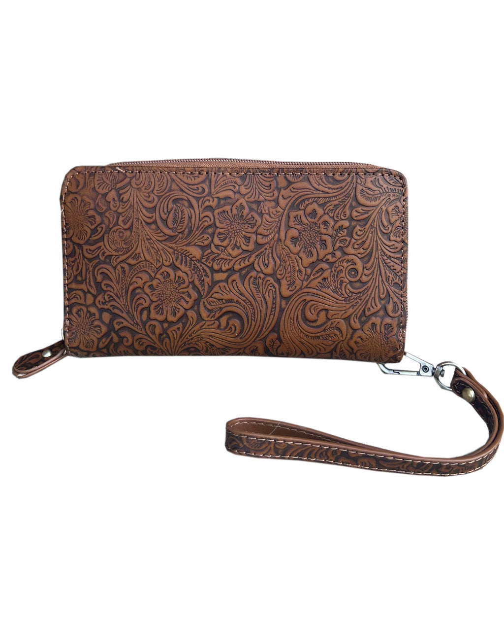 Vintage cowhide leather wallet with handle strap