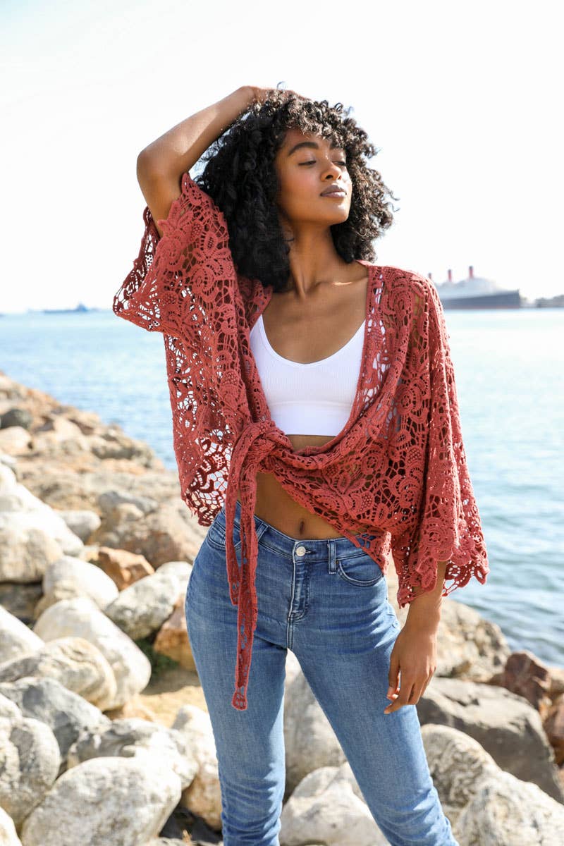 Crochet Floral Kimono Wrap